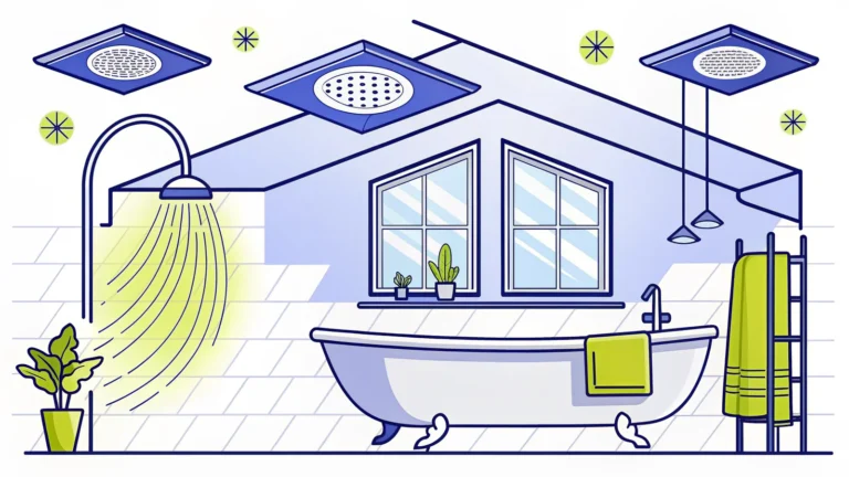 Salle de bain avec bouche d'extraction d'air au plafond